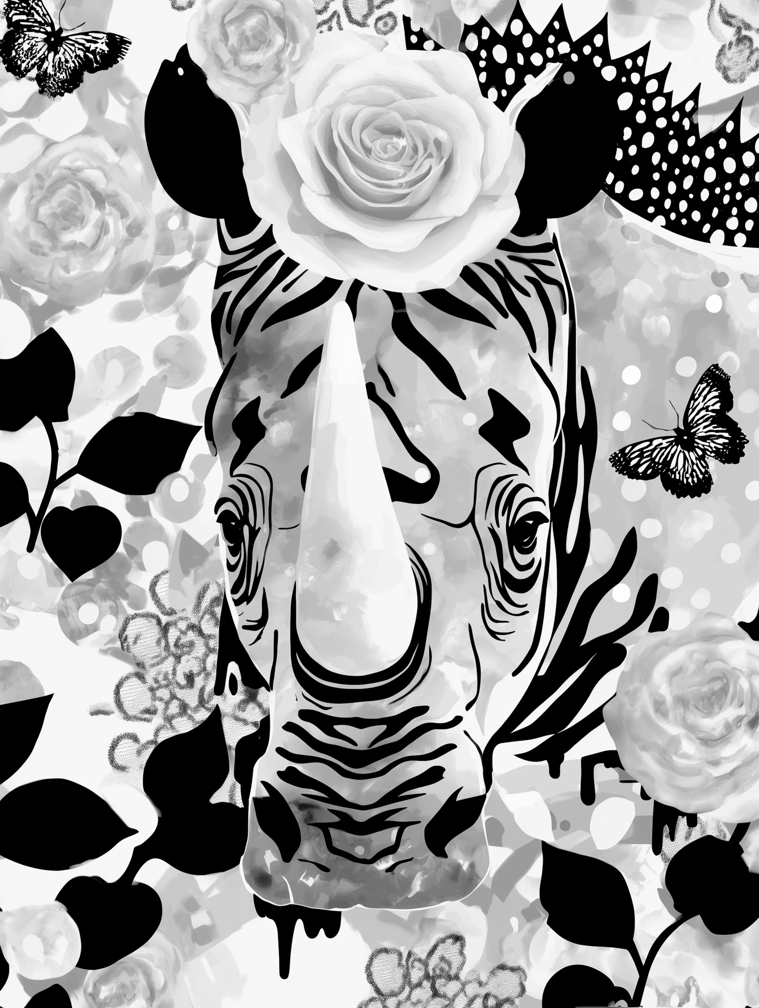 Free printable rhino coloring pages for adults featuring zebra face rhino